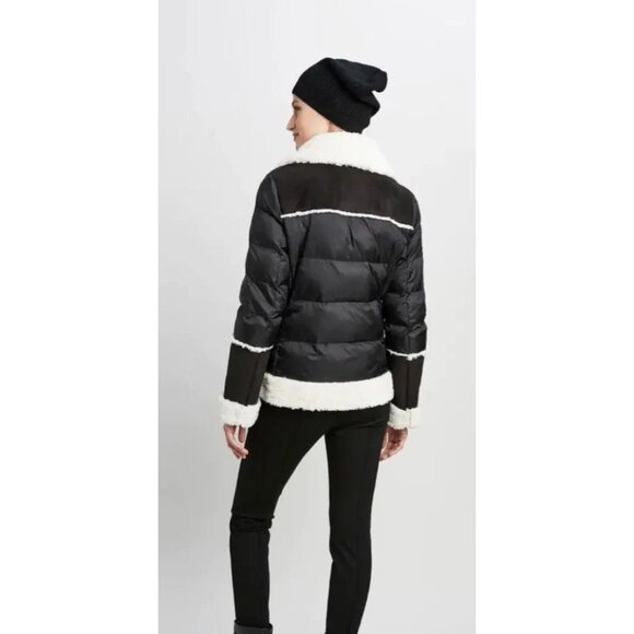 Tahari Black Selena Faux Shearling Trim Jacket Coat Size L Outdoor Winter Fall - Picture 2 of 14